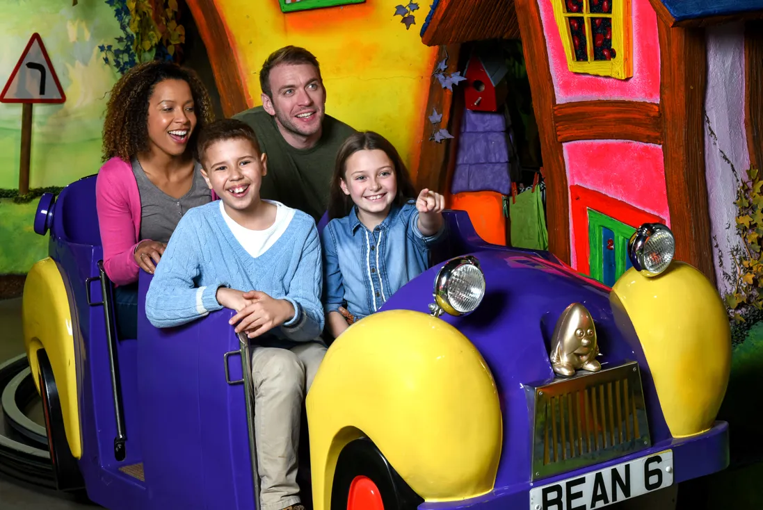 Family on the Cadabra ride at Cadbury World UK